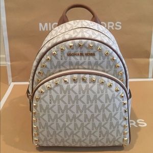 Abbey Md Gold Stud MK Vanilla Backpack/Book Bag